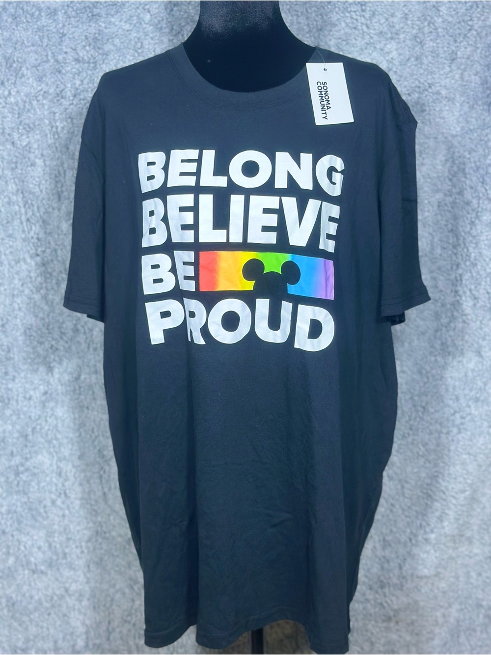 Sonoma Community Disney Belong Believe Be Proud T-Shirt – Black – XXL – NWT